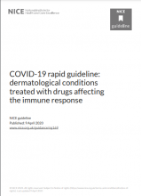 COVID-19 rapid guideline: dermatological conditions treated with drugs affecting the immune response NICE guideline [NG169] [Updated 9th April 2021]